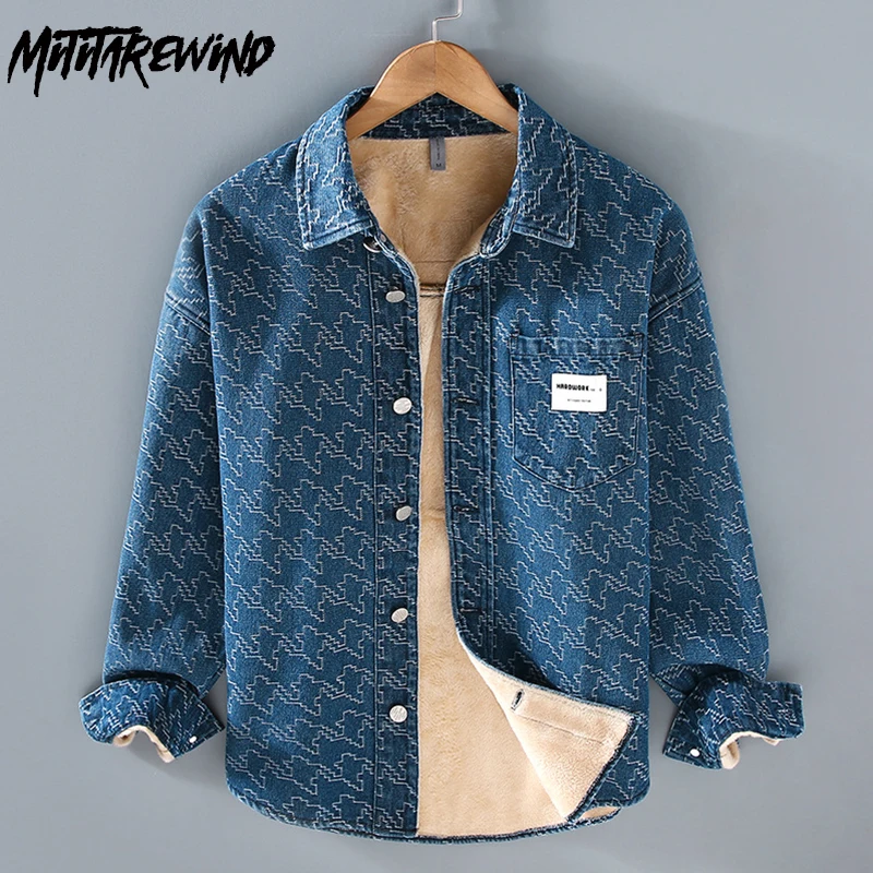 Зимняя мужская джинсовая рубашка с длинным рукавом модная новая утолщенная