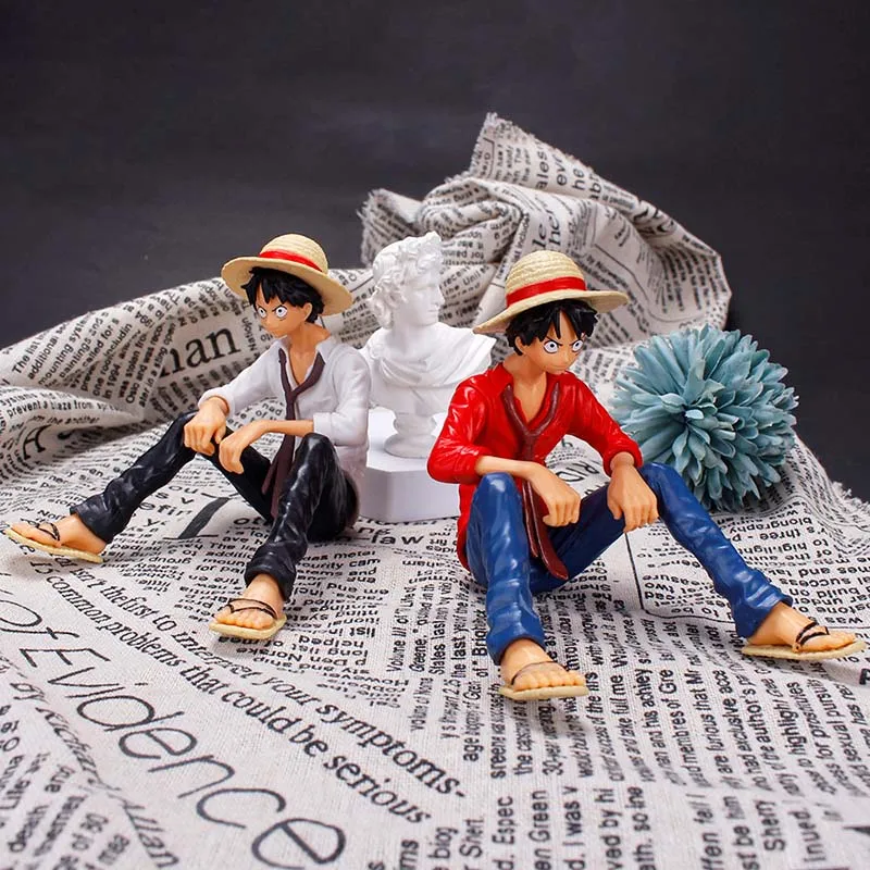 

One Piece Monkey D Luffy Sitting PVC Action Figure 11cm Anime One Piece Luffy Shirt Figurine Model Toys