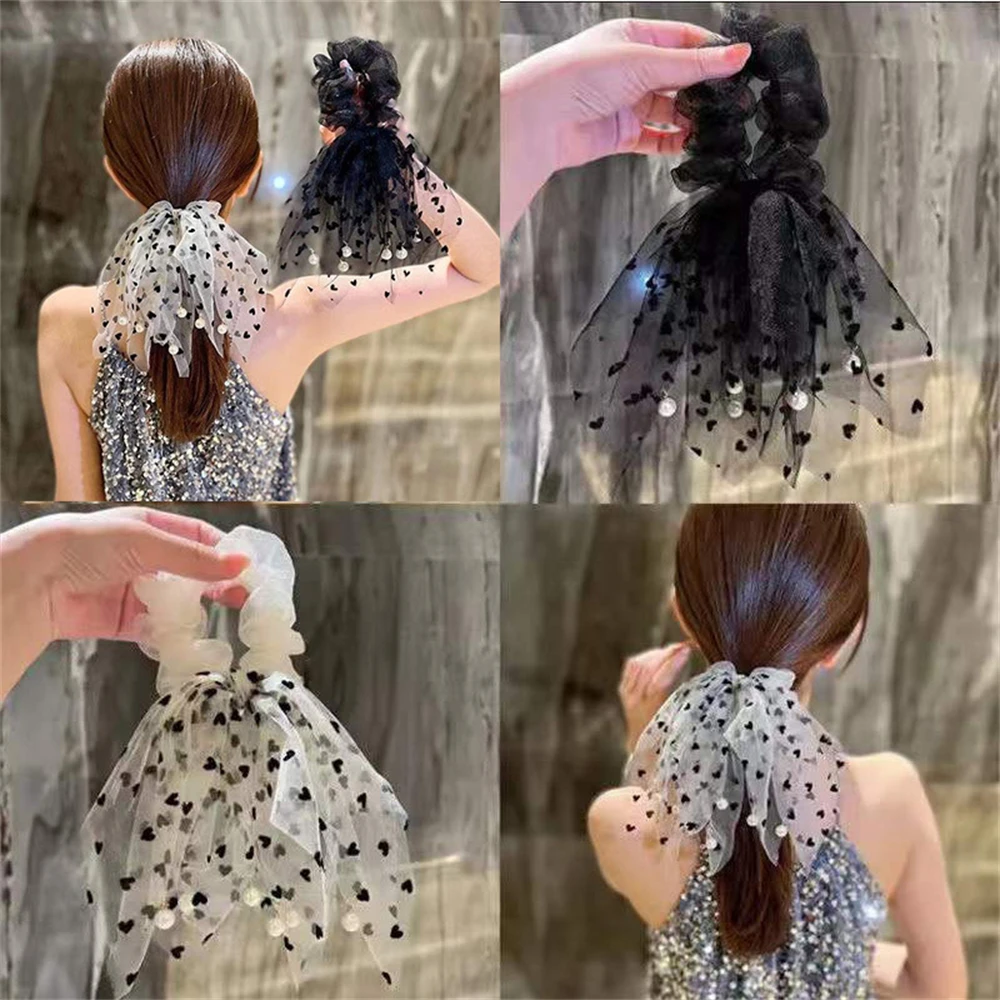 

2022 New Long Ribbon Hair Ties Summer Tie Dye Ponytail Hair Scarf Elastic Hair Bands Bow Streamer Scrunchie Hair Accessories