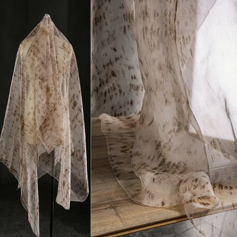 Шелковая пряжа с рисунком черного зеленого чая Тонкая шелковая юбка в китайском