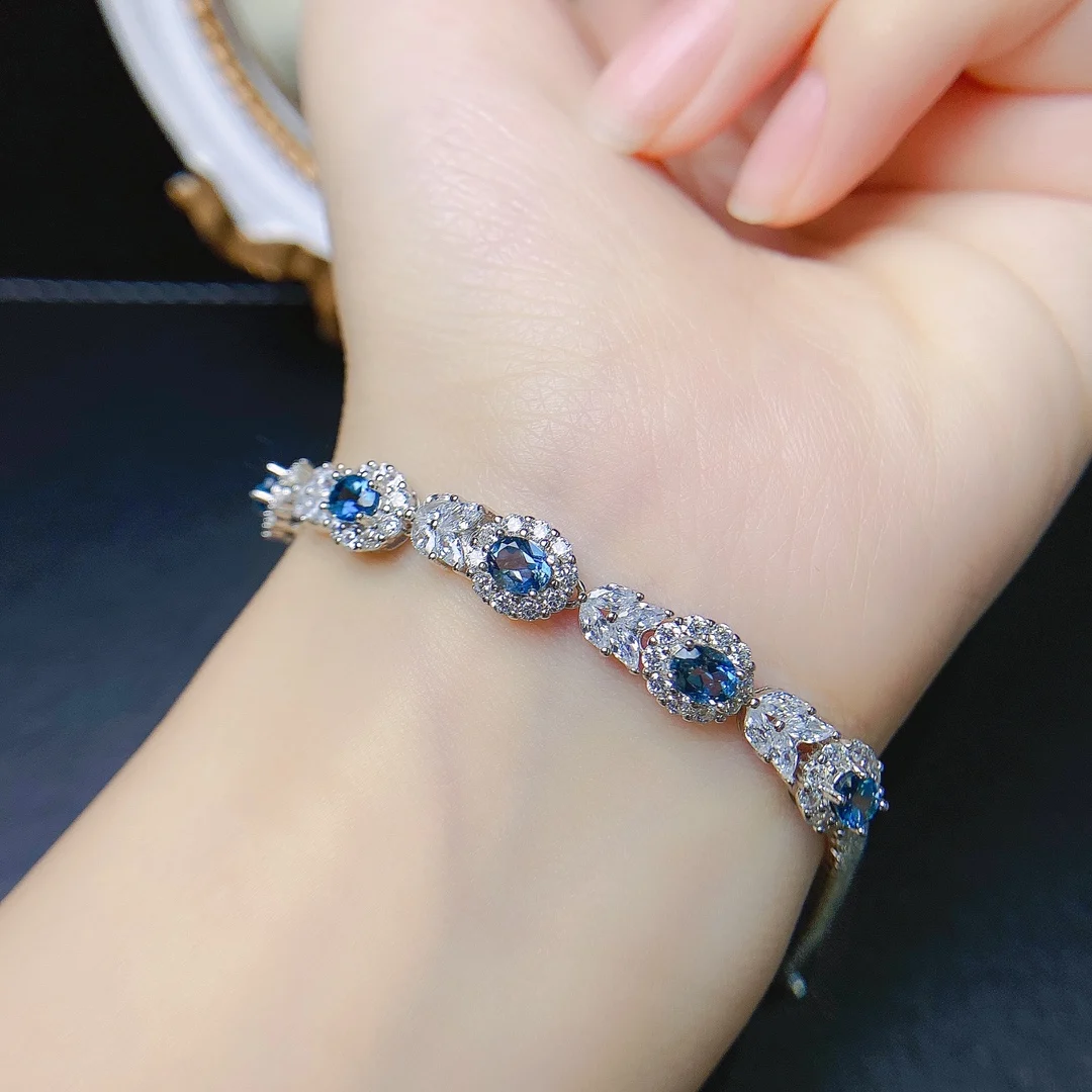 Серебряный браслет MeiBaPJ с топазом 4х5 мм