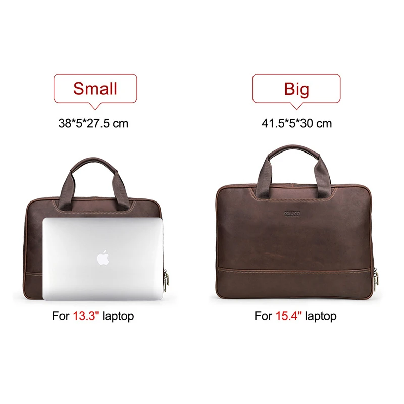 OYIXINGER Men's Leather Business Briefcase Suitable For Dell Hp Acer 15 inch Laptop Bag Female Vintage Shoulder Bags With Pouch