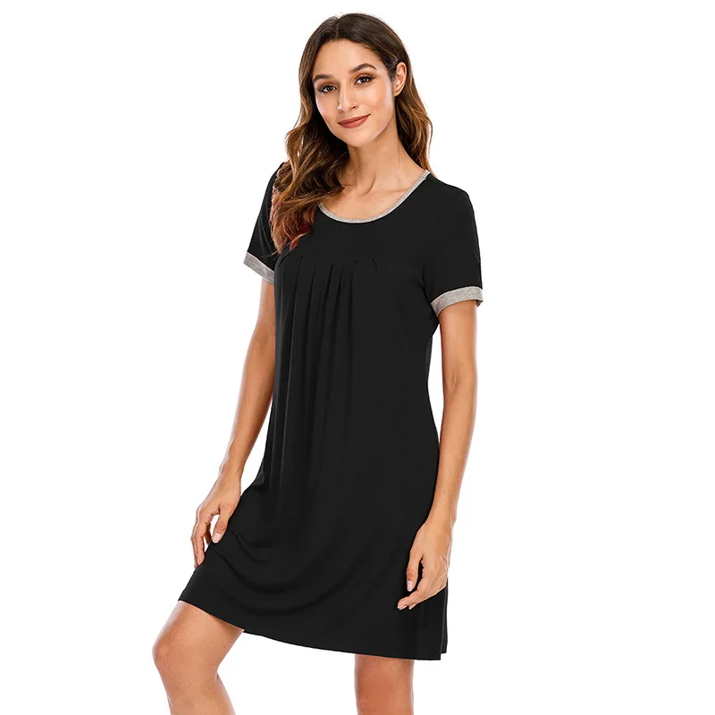 Summer New Women's Nightdress Short Sleeve Round Neck Casual Sexy Homewear Sleep Tops Sleepwear Women Nightwear Night Gown