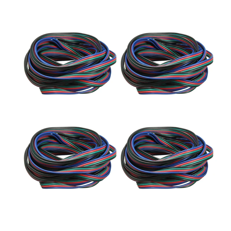 

4X 4 Pin Wire Extension Connector Cable Cord For LED RGB Strip 3528 5050 Connector Colourful 5M