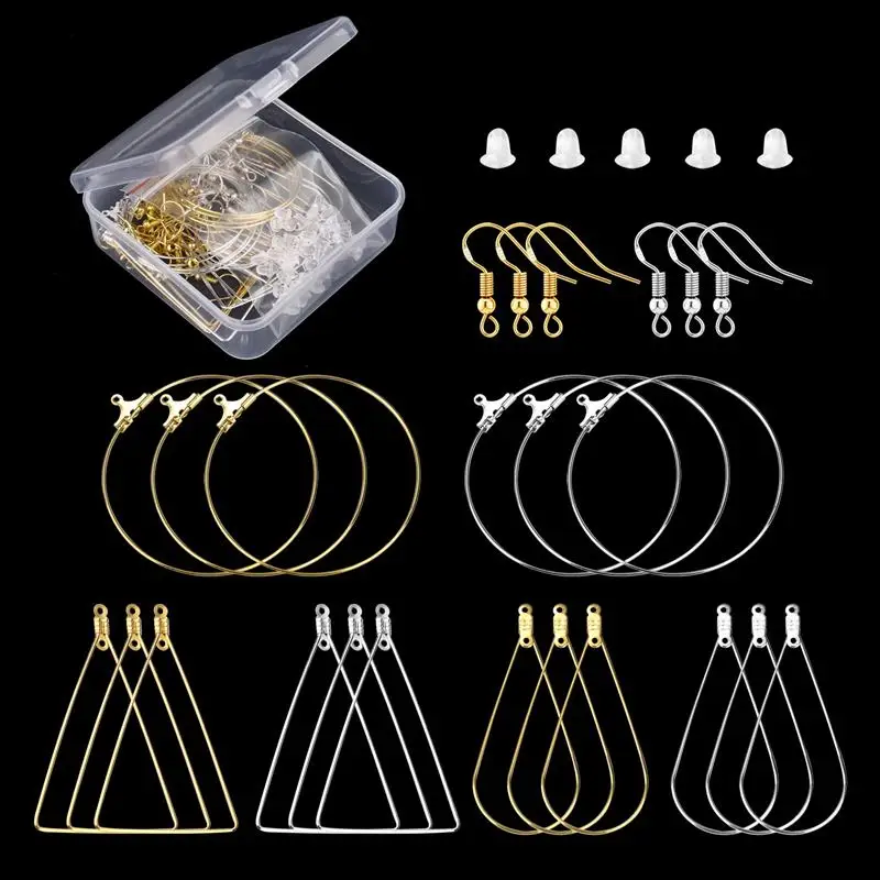 

Copper Hoops Earrings Kit Earrings Clasps Hooks Silver Gold Color Ear Wire Hoops Earrings Wires For DIY Jewelry Making Supplies