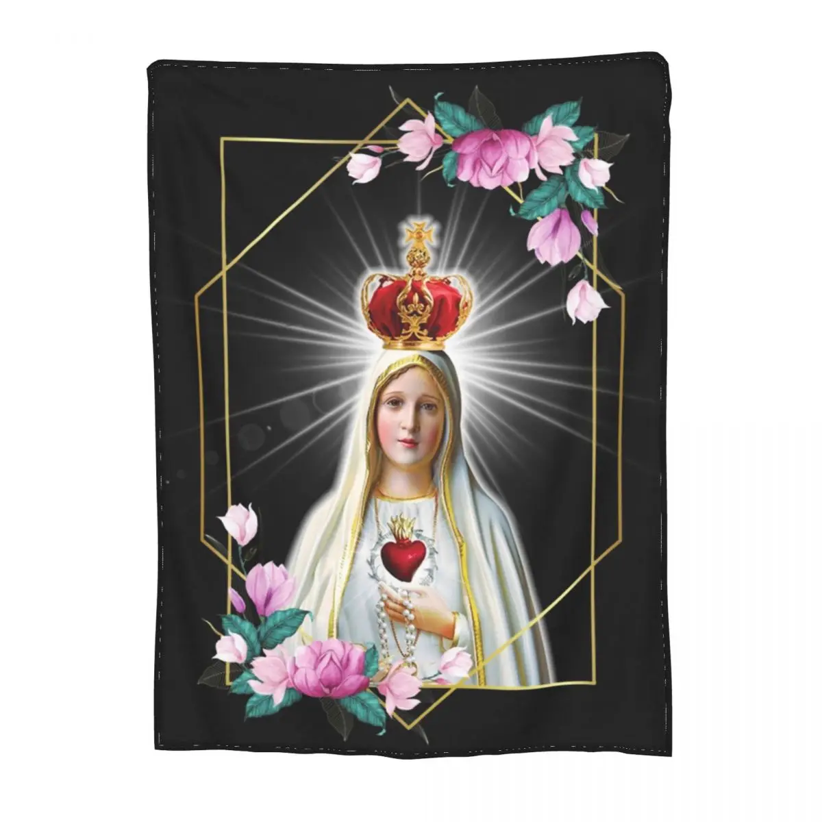 

Blessed Hasma Hand Of Fatima Blanket Our Lady of Fatima Fleeze Beds Throw Blanket Sofa Comfy Blankets