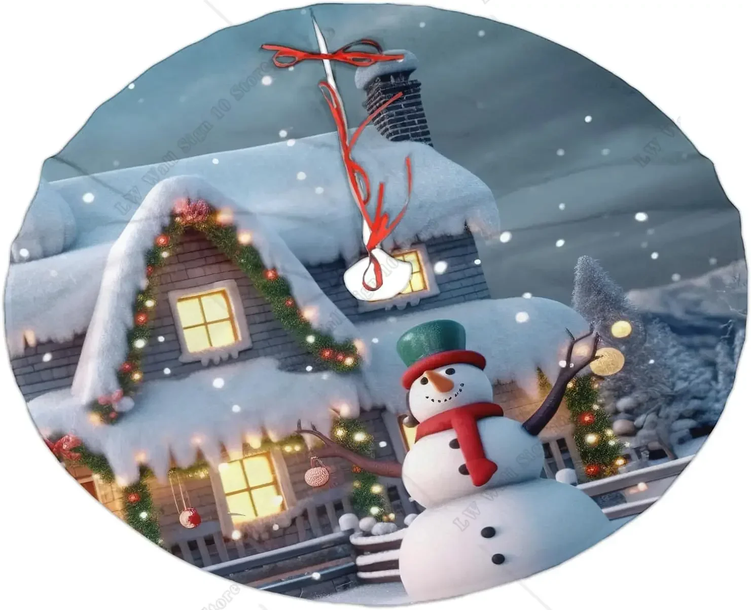 Снежные сцены Рождественский домик снеговик юбка на рождественскую елку шар