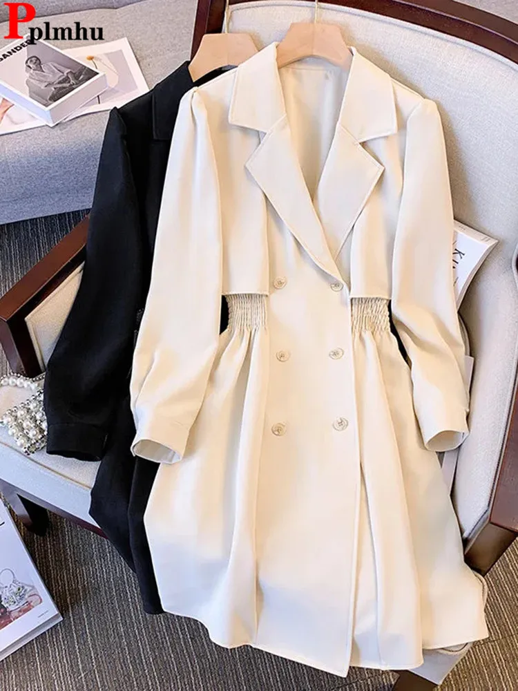 

Elegant Double Breasted Slim Trench Jacket Korean 5xl Windbreaker Classics Office Women Gabardina Fashion New Spring Coats