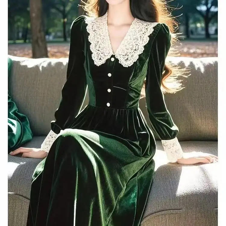 Высокое качество 2025 года платья для дня рождения женские бархатные осенне-зимние