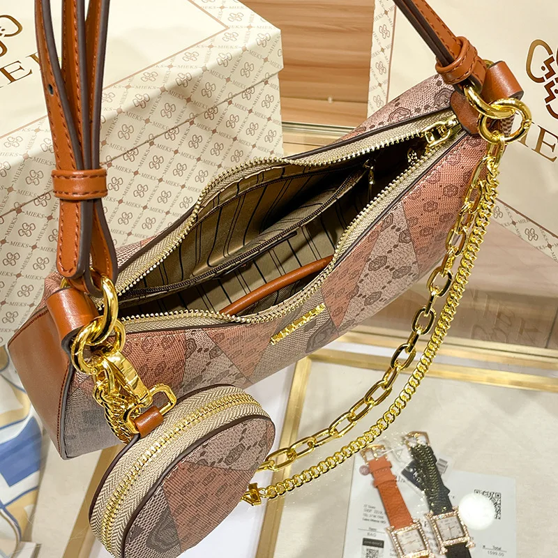 Модная женская сумка через плечо из воловьей кожи с мягким клетчатым узором