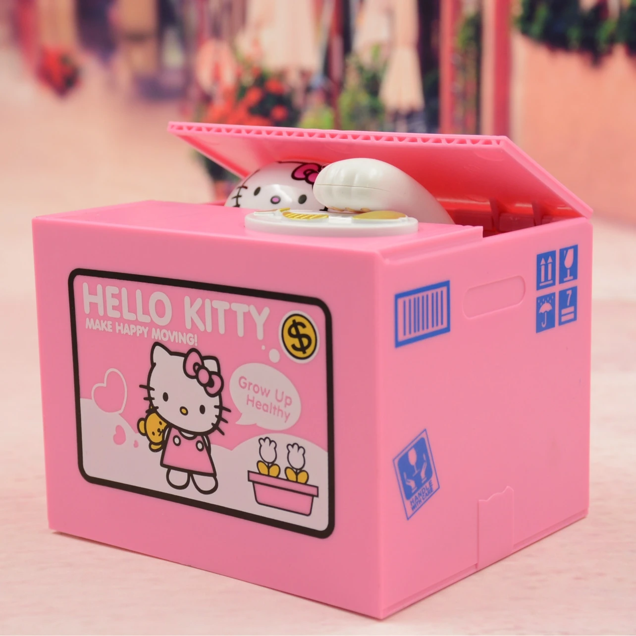 

Sanrio Hello Kitty Cute Cartoon Piggy Stealing Money Kitten Kawaii Savings Bank Fortune Cat Home Decor Children Christmas Gifts