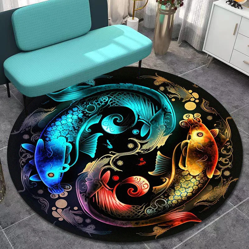 Круглый ковер с изображением дракона тигра леопарда животных Сплетницы