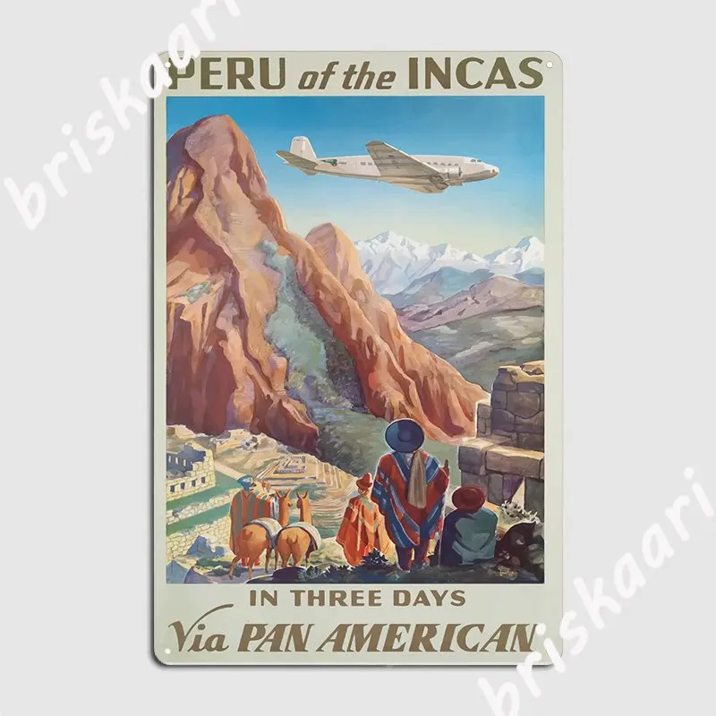 

ВИНТАЖНЫЙ ПЛАКАТ из Перу, металлическая табличка, искусственный декор, оловянный плакат