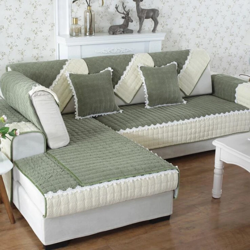 

Proud Rose Living Room Sofa Cover Color Matching Lace Lattice Cushions Sofa Non-slip Four Seasons Decorative Cushions for Sofa