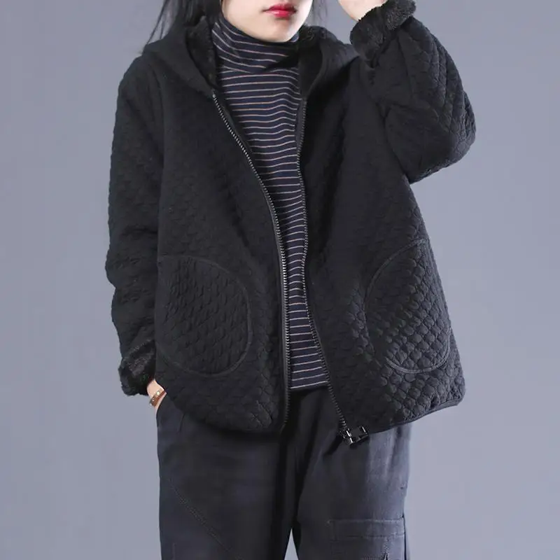 New Winter Coat for Women Fur Lined Coat Oversize Jackets Coats Hooded Cotton Padded Jacket Korean Fashion Harajuku Loose