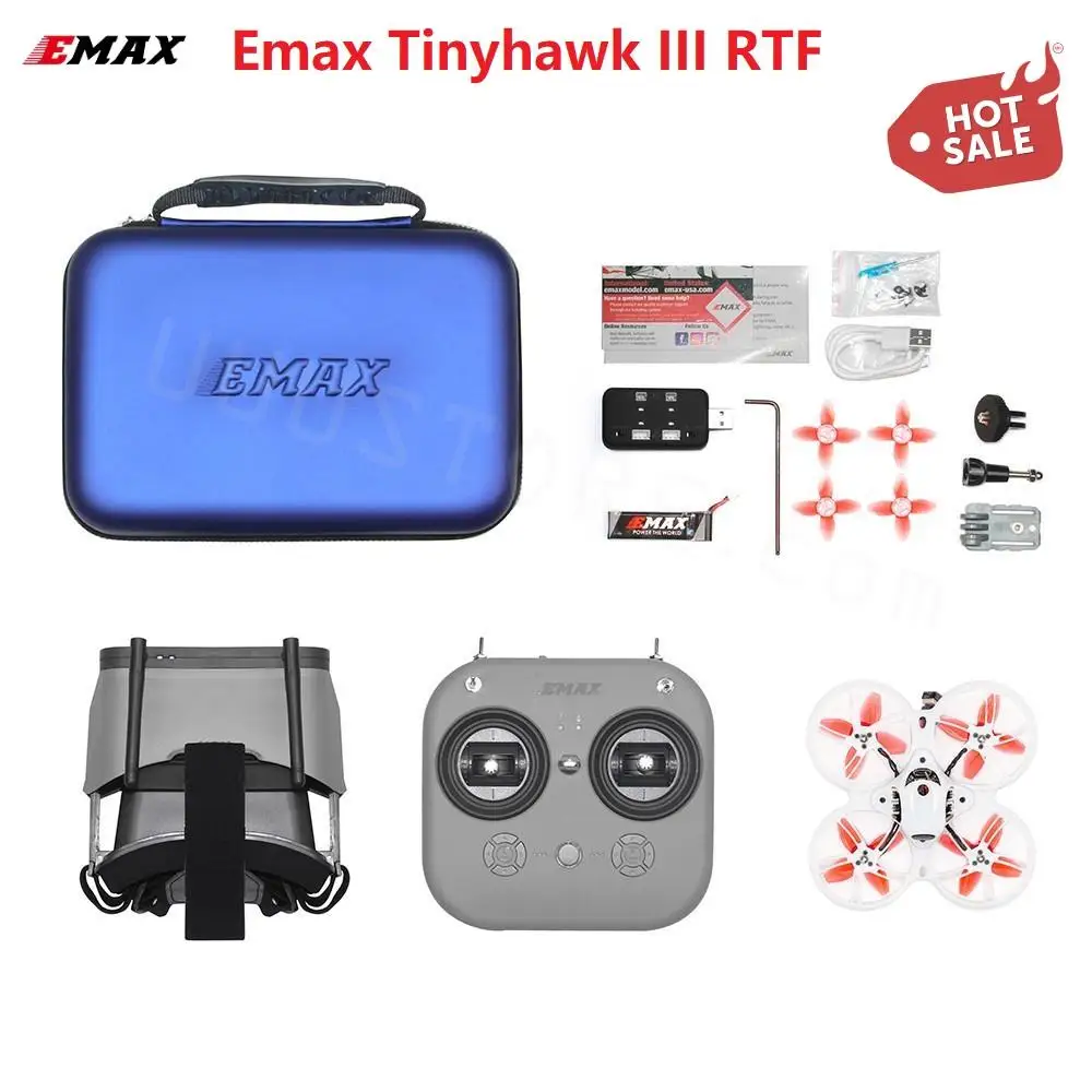 Emax Tinyhawk III RTF Kit FPV Racing Drone F4 15000KV RunCam Nano 4  25-100-200mW VTX 1S-2S FrSky D8 RC Airplane Quadcopter
