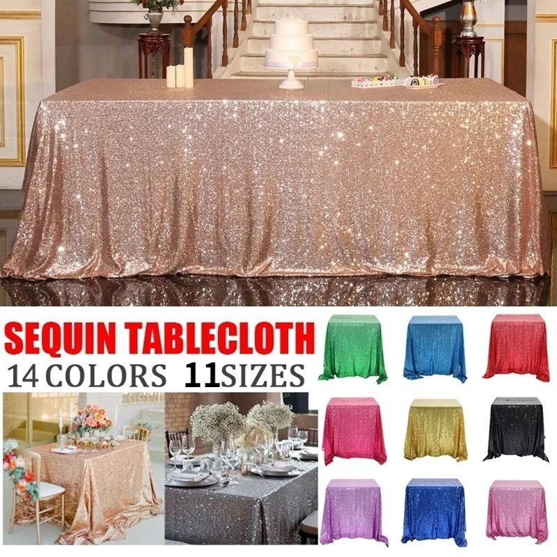Tablecloth Hotel Wedding Banquet Decoration Sequins Embroidered Table Mat Fabric Rose Gold Tablecloth Sequins Table Cover