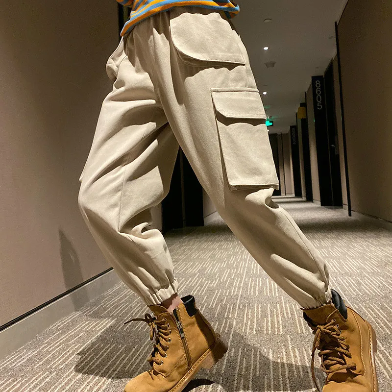 

2022 New Style Plus Thicken Girls Winter Pants Fashion Design Baby Girls Cargo Pants Loose Casual Kids Trousers for Girls A484