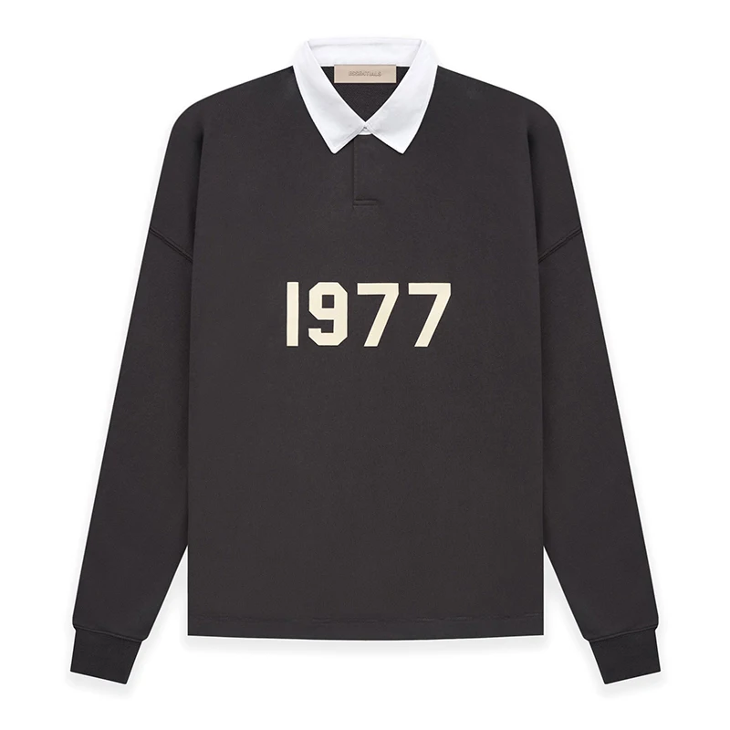 

2022 Essentials 8th Collection 1977 Flock Print High Street Terry Sweatshirt Turn-down Collar Poloshrit Men Oversize Streetwear