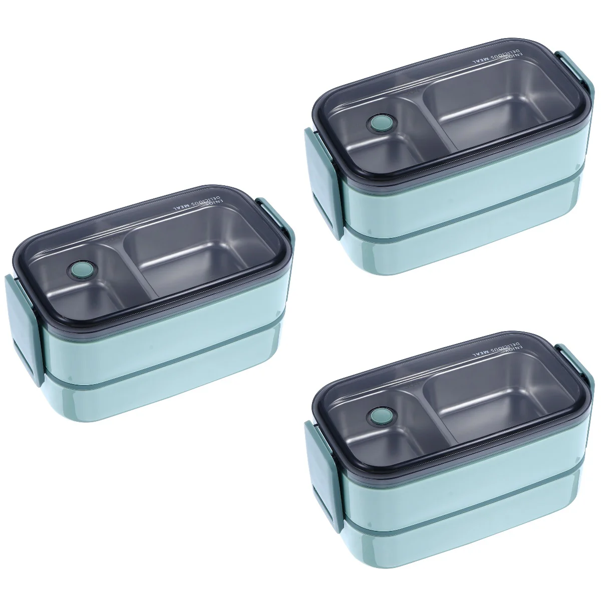 

3pcs Nordic Style Office Worker Bento Box Stainless Steel Double Layer