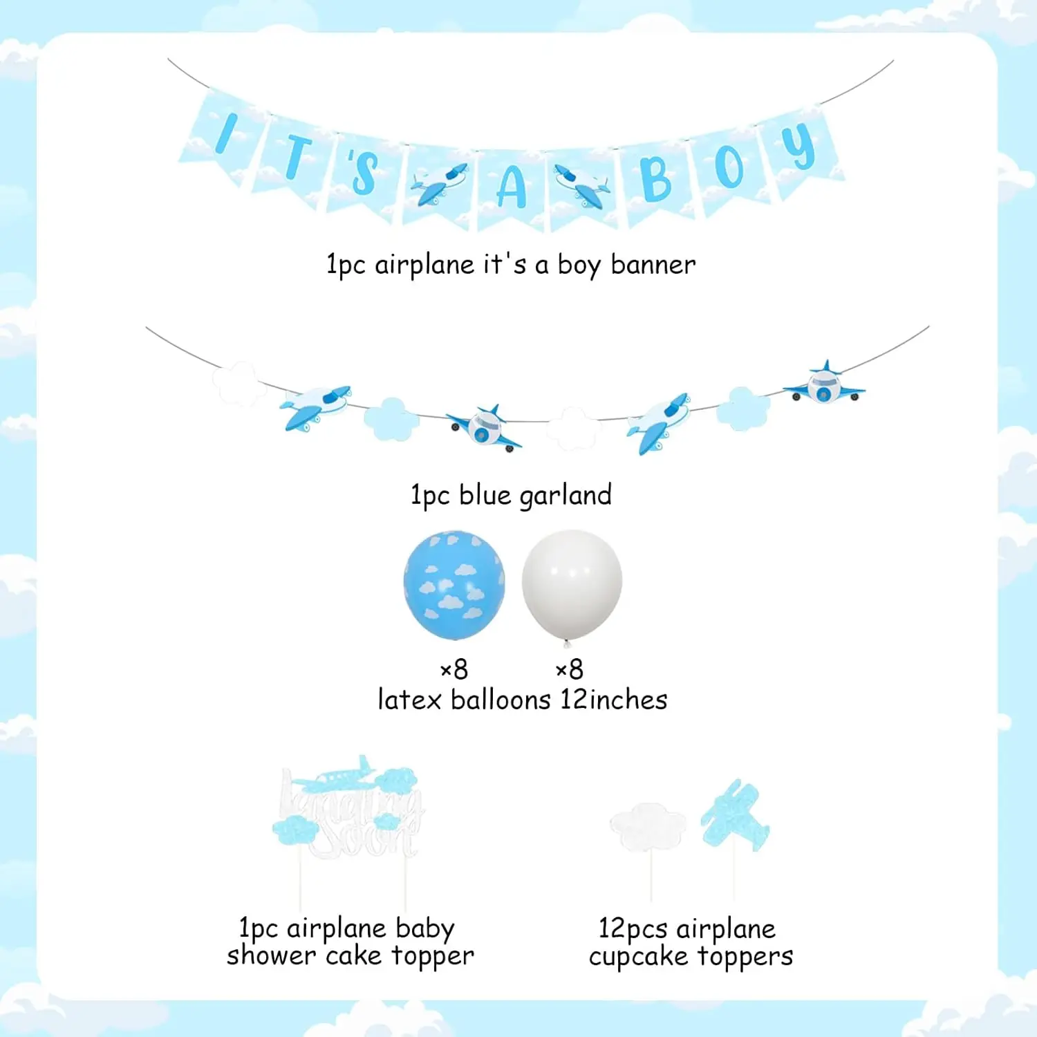 Сюрприз самолет декор для детского душа баннер мальчика воздушные шары небесная