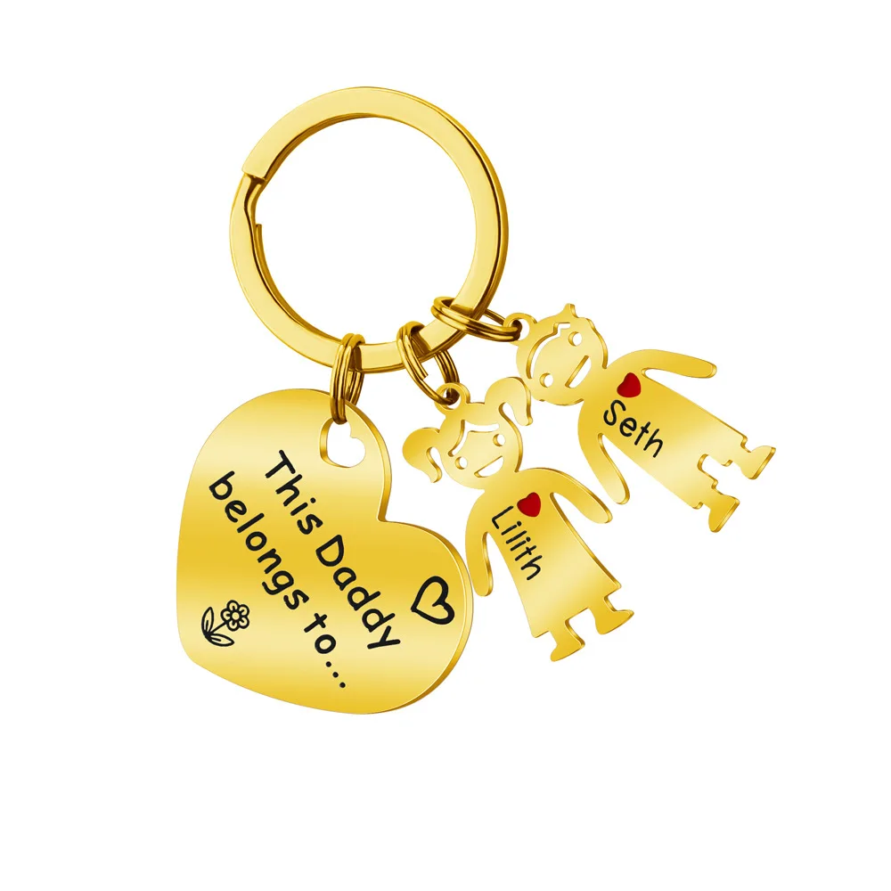 

Custom Family Initials Keychains Engrave Name Memorial Gift Multi-Plate Doll Heart or Square Plate Key Ring Jewelry Accesorios