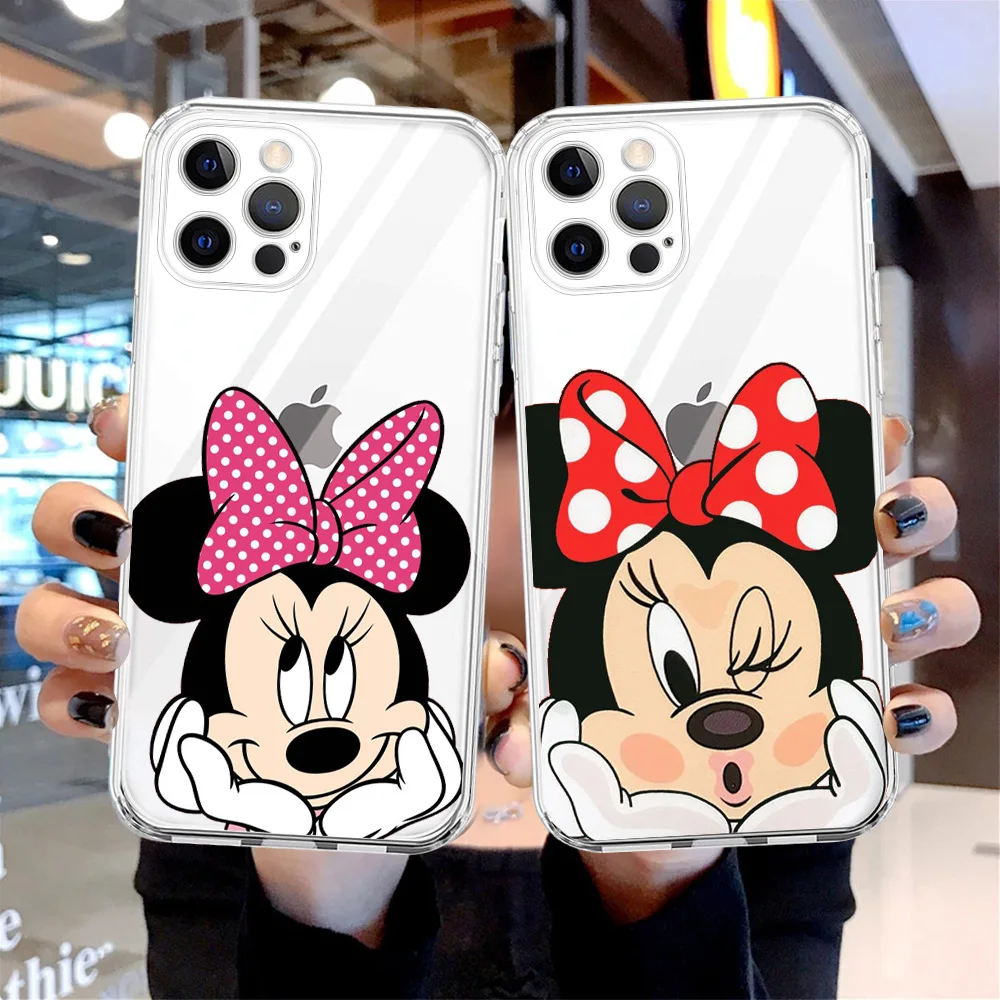 

Mickey And Minnie Clear Case For Apple iPhone 13 11 12 Pro Max 7 + XR 8 X 6 6S Plus XS 2022 Transparent Soft Phone Cover