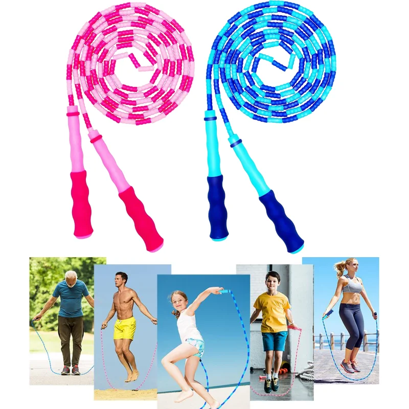 

Soft Beaded Jump Rope, Adjustable Tangle - Free Segmented Fitness Skipping Rope for Men, Women and Kids Keeping Fit, training