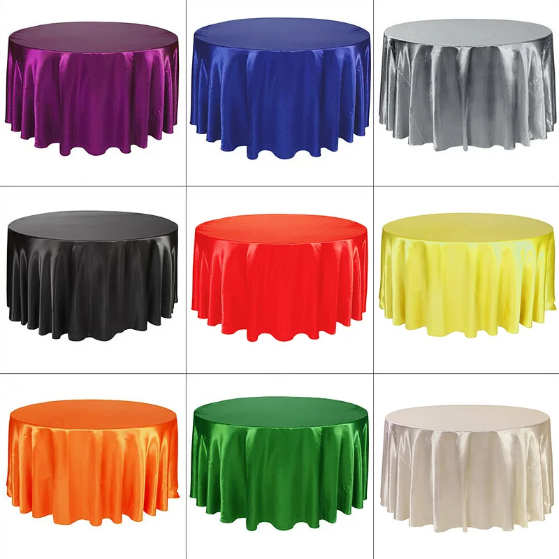 

1pcs Satin Tablecloth Round Hotel Banquet Table Cloth for Wedding Birthday Party Christmas Table Cover Home Decoration