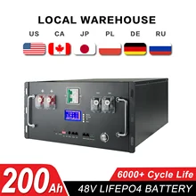 New 48V 50Ah 100Ah 120Ah 200Ah LiFePO4 Battery Pack 6000 Cycles Max 32 Parallel Built-in BMS Inverter Lithium Ion Battery No Tax