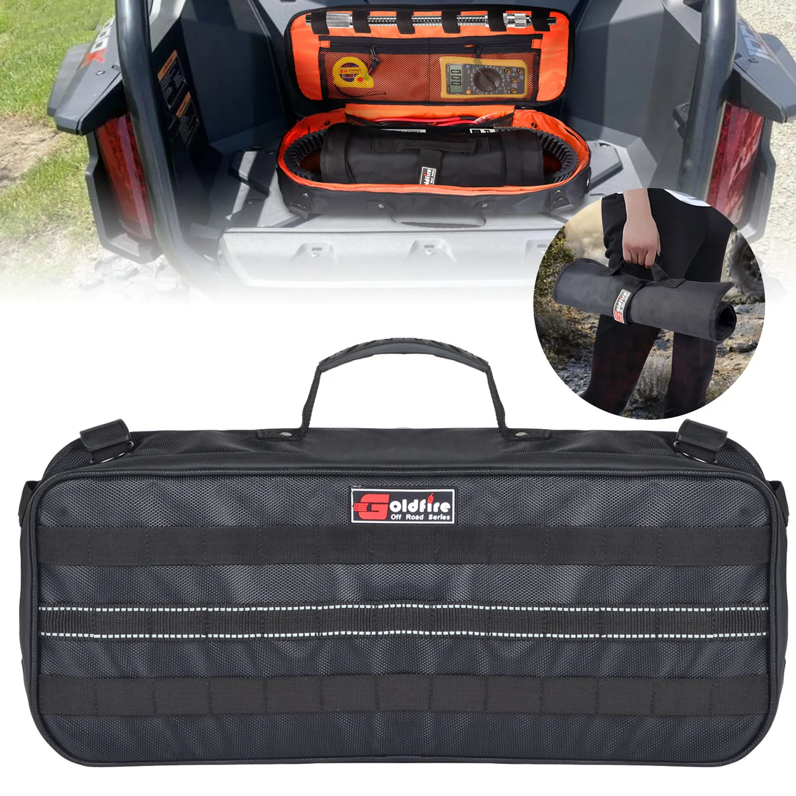 Universal Travel Tool Storage Kit Cable Bag with Portable Wrench Organizer & Tool Pouch for UTV ATV SxS Car Truck 4 x4 Offroad