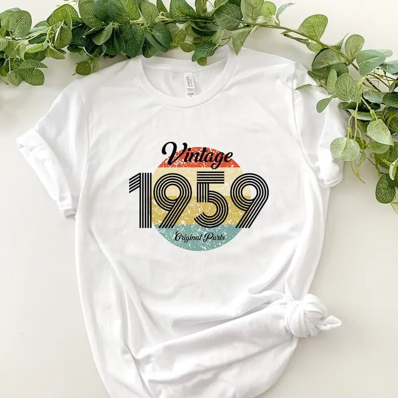 Рубашка на день рождения 1959, футболка на день рождения 62, подарок для женщин 63 дюйма для мужчин, винтажная Ретро футболка с коротким рукавом и круглым вырезом, Готическая