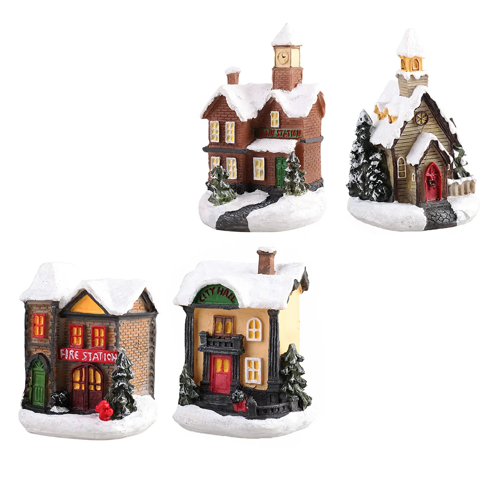 

Christmas House Village Houses Led Lightornaments Lighted Sceneornament Tree Glowing Winter Hanging Lit Snow Decoration Decor