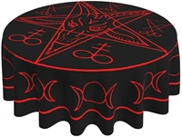 satanic wiccan symbols goat round tablecloth 60 inch table cover tabletop decoration waterproof table cloths for dining table