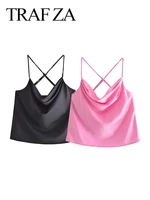 traf za ladies fashion camisole sleeveless backless camisole solid color top sexy club short inside slim fit beachwear clothing