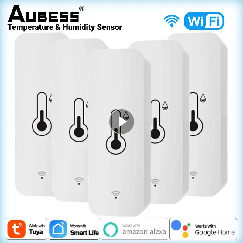 

WiFi Tuya Smart Temperature Humidity Sensor AUBESS Indoor Hygrometer APP Remote Monitor Smart Life Works With Alexa Google Home