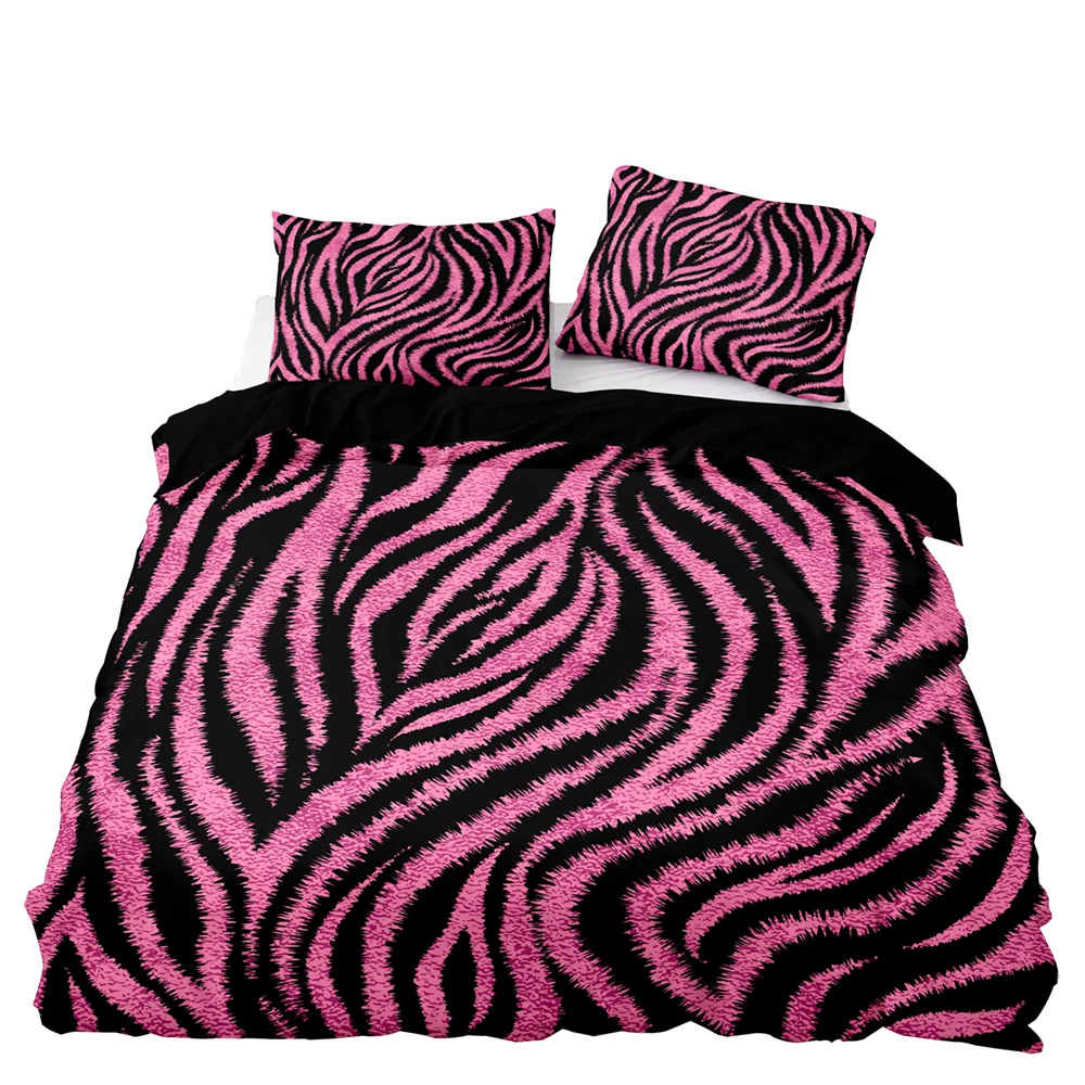 

American Style Bedding Set Queen Pink Leopard Pattern Duvet Cover with Pillowcase Single Double King Soft Comforter Bed Cover
