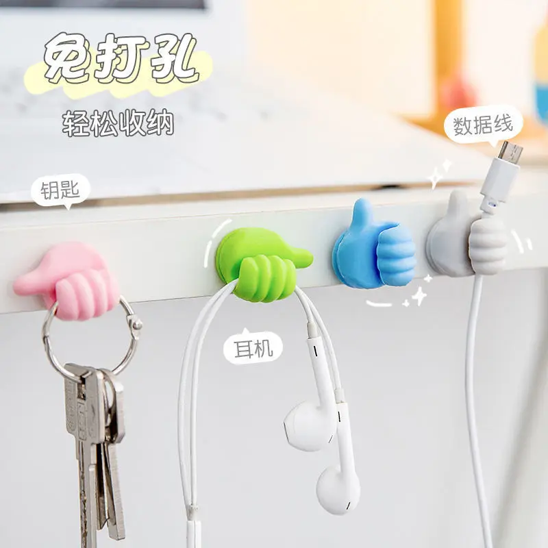 

10PCS Silicone Thumb Wall Hook Cable Management Wire Organizer Clips Wall Hooks Hanger Storage Holder For Kitchen Bathroom