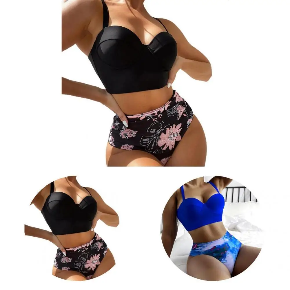 

2 шт./компл. шикарный комплект бикини, плотный Топ, купальник, купальник с лямкой на шее, женский купальник