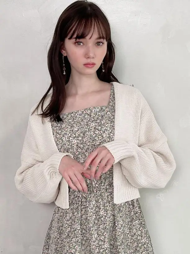 G * L осенняя новинка 2024 японская мода милый однотонный короткий вязаный кардиган