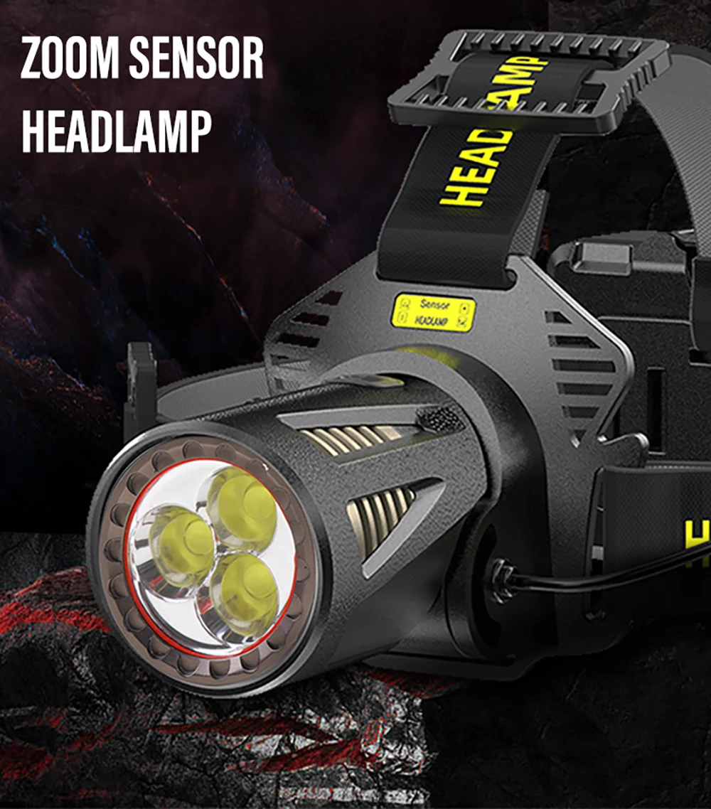 2023 New High Power Strong Headlamp Rechargeable Super Bright Headlight Lantern Camping Fishing Hiking Led Flashlights