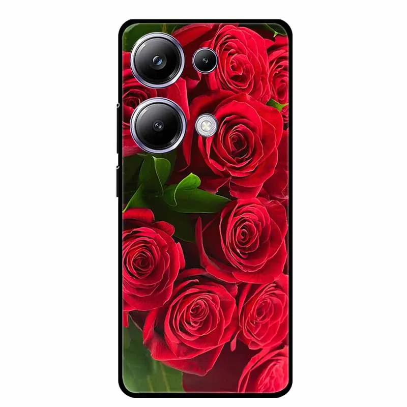 Для Xiaomi POCO M6 Pro 4G Задняя крышка Чехол M 6 M6Pro Черный силиконовый мягкий чехол для Redmi