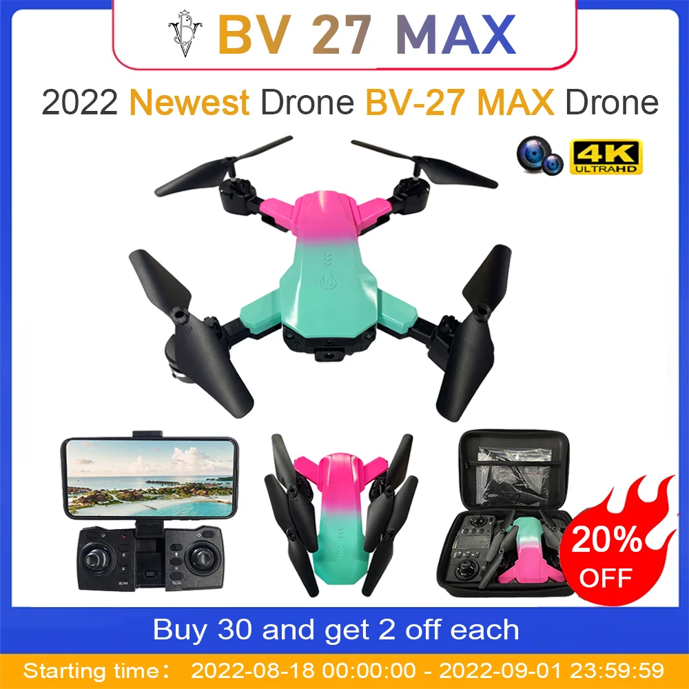 

BV-27 Drone 4K 1080P HD Camera WiFi Fpv Air Pressure Altitude Hold Black Foldable Quadcopter RC Obstacle Avoidance Dron Toys