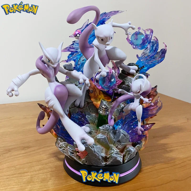 

New Pokemon Evolution Mewtwo Figure Charizard Dragonite Blastoise Venusaur Gengar Led Light Anime Figurine Pvc Statue Model Gift