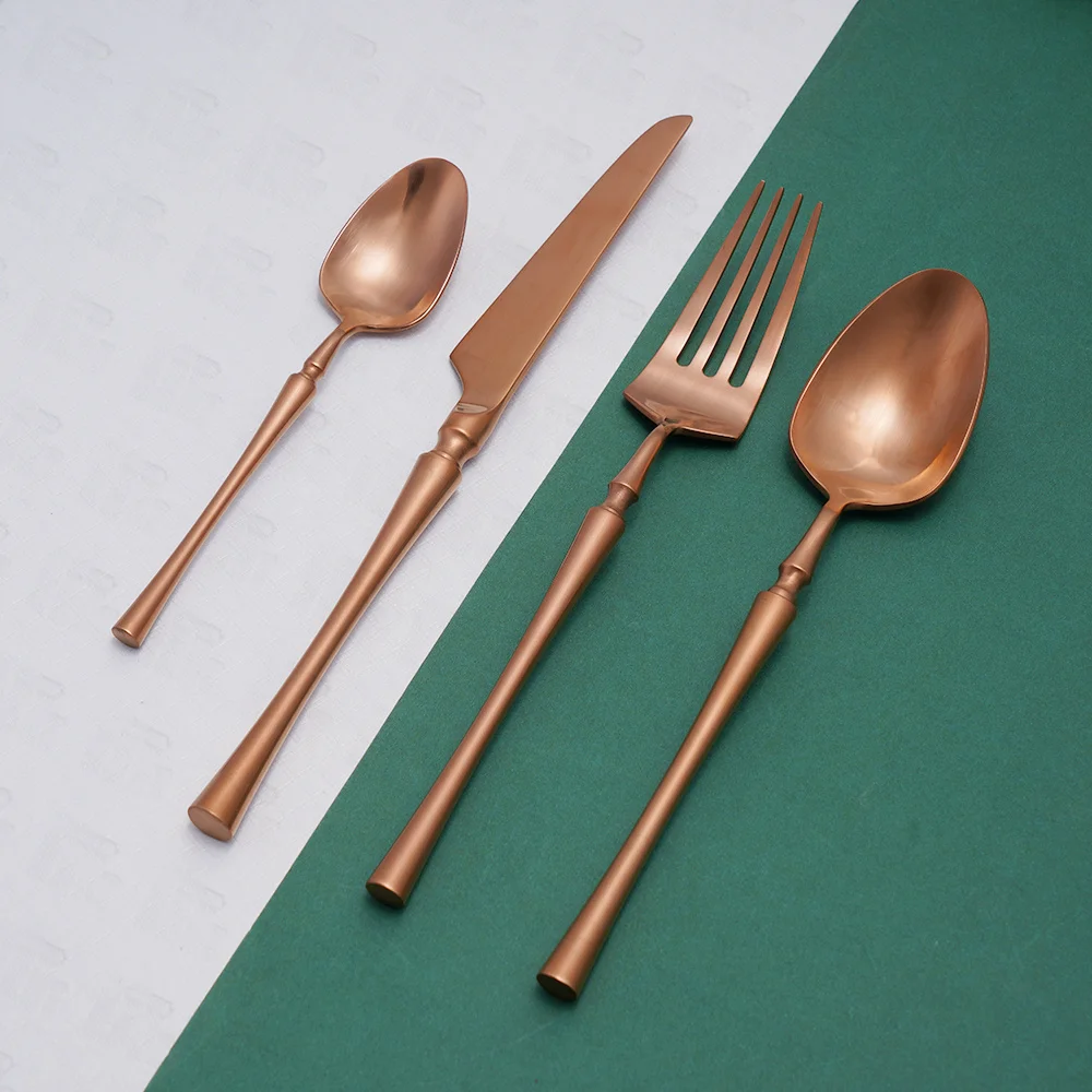 Rose Gold Stainless Steel Tableware Set 16Pcs Set Travel Cutlery Set Western High-End Cutlery Wedding Flatware Set Dropshipping