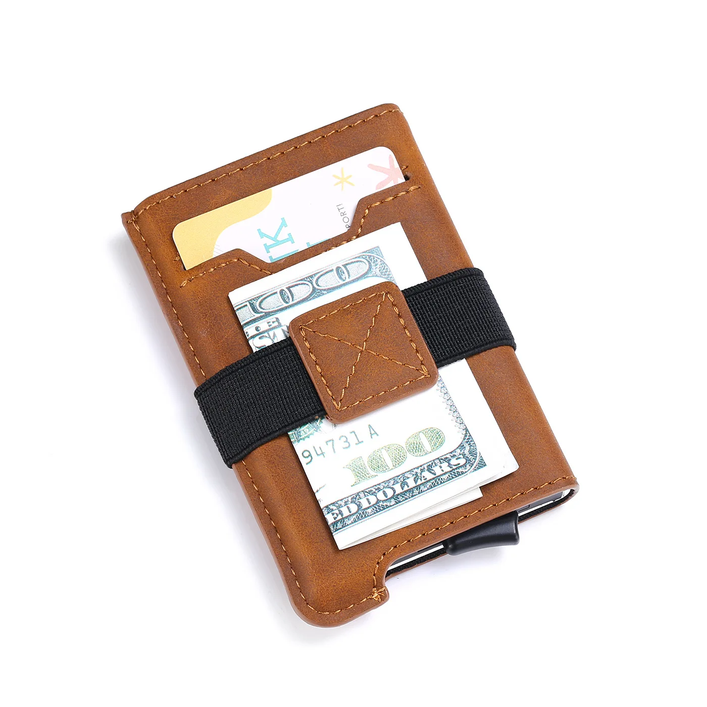 RFID Shielding Aluminum Alloy Elastic Card Holder
