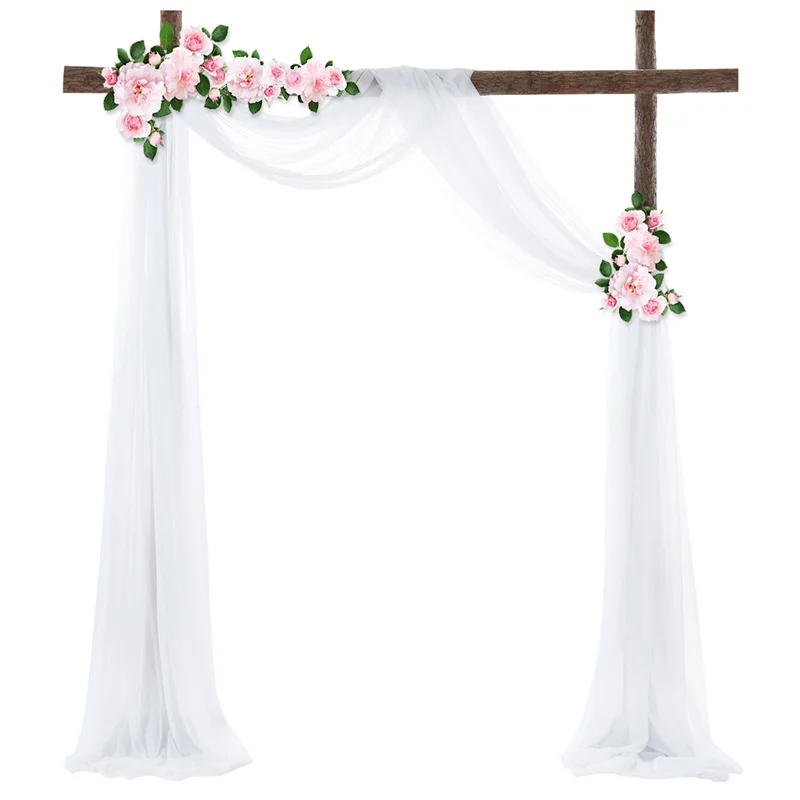 

White Wedding Arch Draping Fabric 75X600CM Chiffon Fabric Drape Drapery Sheer Backdrop Reception Swag Wedding Ceremony Decor