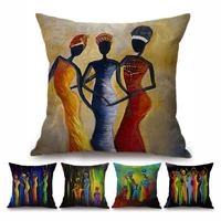 Museum Art Corridor Decoration Pillow Cover Colourful Dancing African Women Girl Hotel Lobby Decor Cushion Cover funda cojin 방석