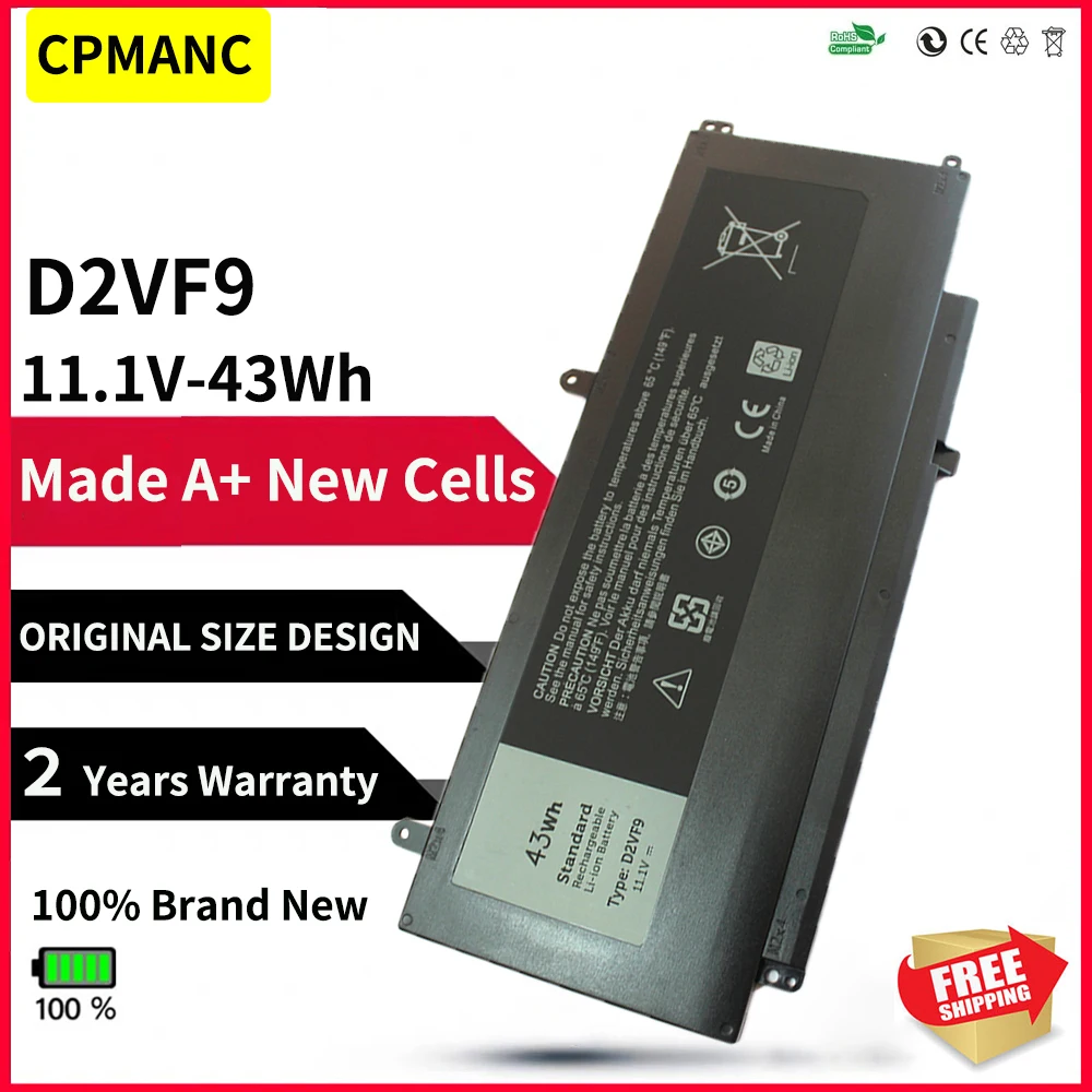 Новый аккумулятор CPMANC для ноутбука D2VF9 для Dell Inspiron 15 7547 7548 для Vostro 5459 Sereis 0PXR51 0YGR2V P41F P68G 4P8PH PXR51 43WH