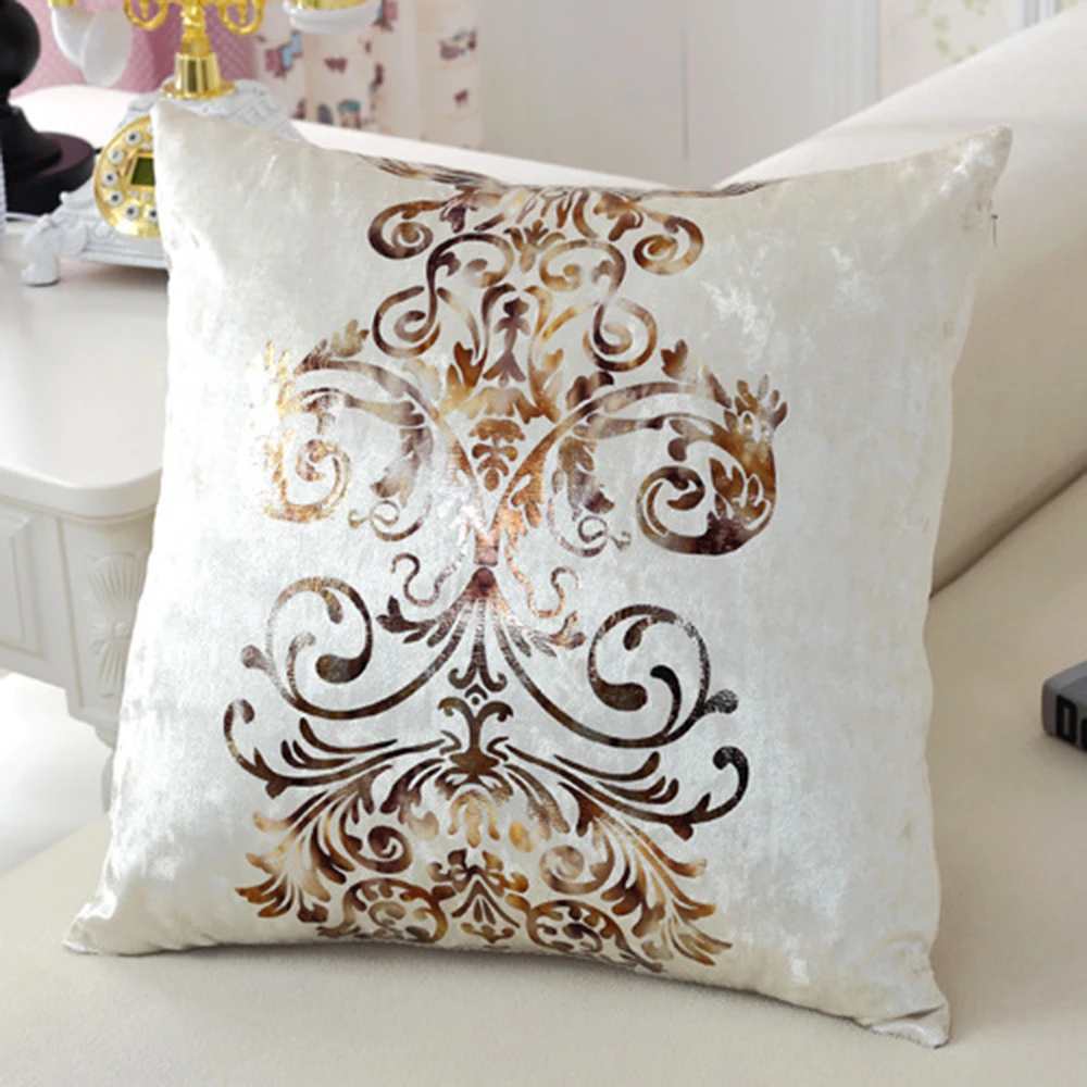 European Style Luxurious Bronzing Pillow Cover Cushion Cover Golden Pint Velour Pillow Case dining table Chair Sofa Home Decor images - 6